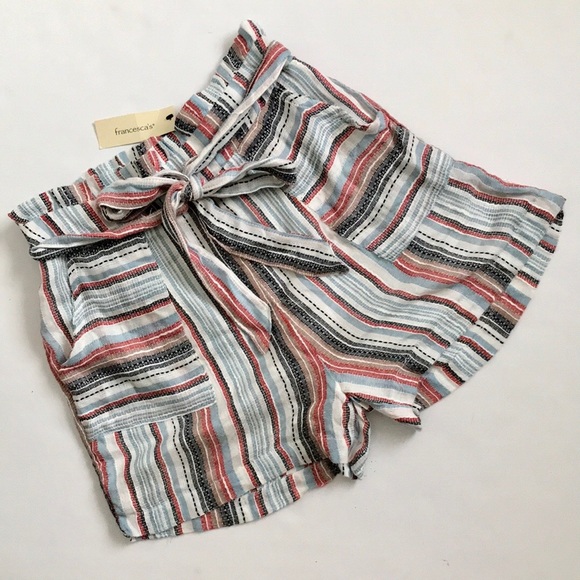 NWT Miami Everly Tie Waist Striped Shorts Small - Picture 3 of 9